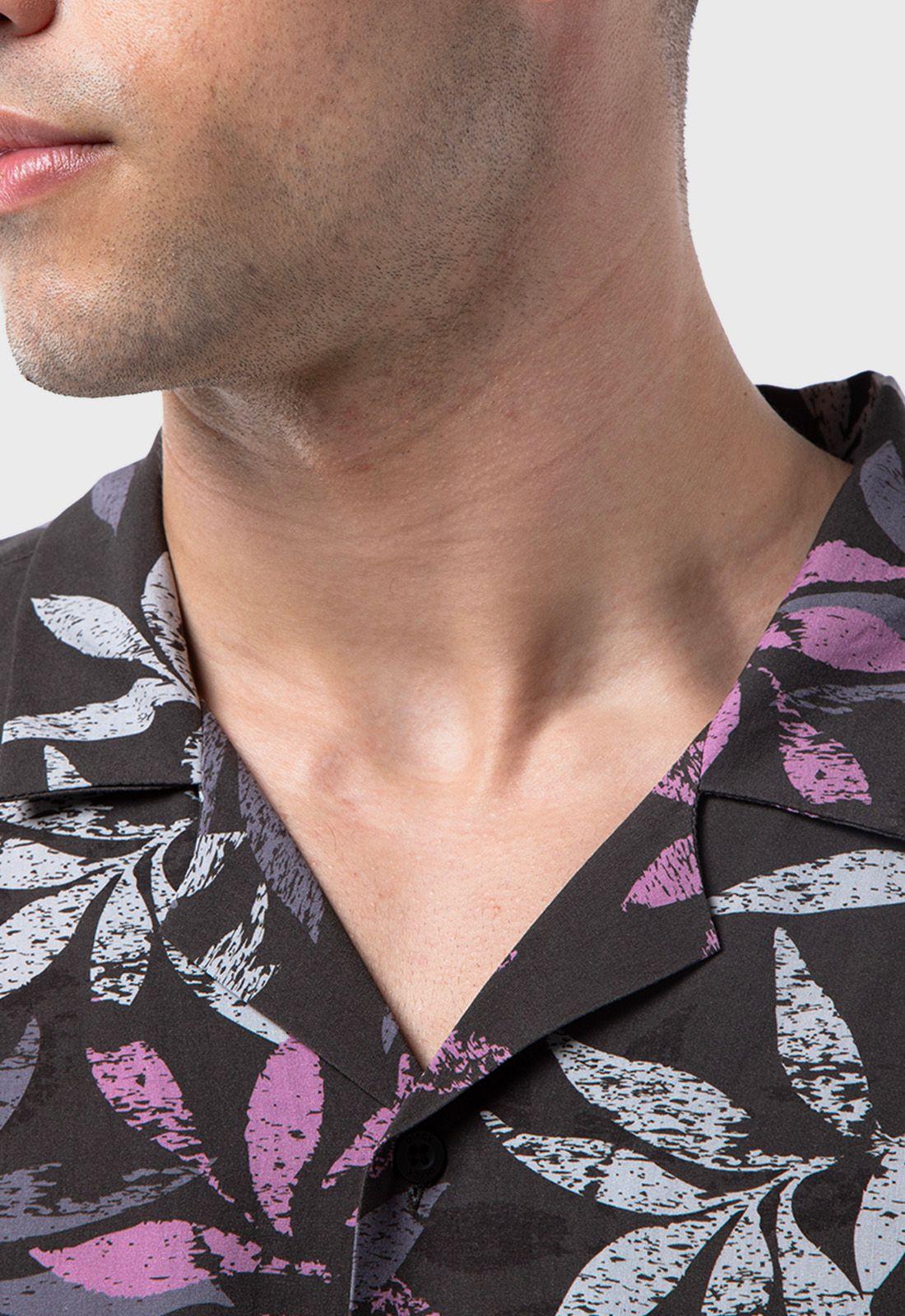 Camisa Viscosa Summer Print Black Bubba-4