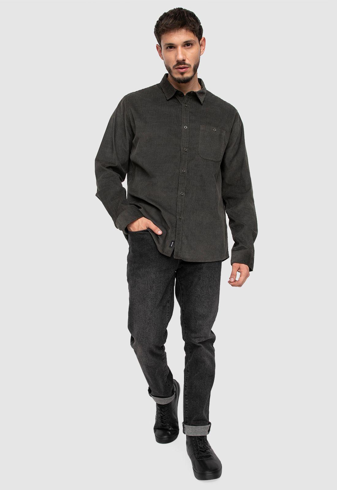Corderoy Shirt Green Black Bubba-5