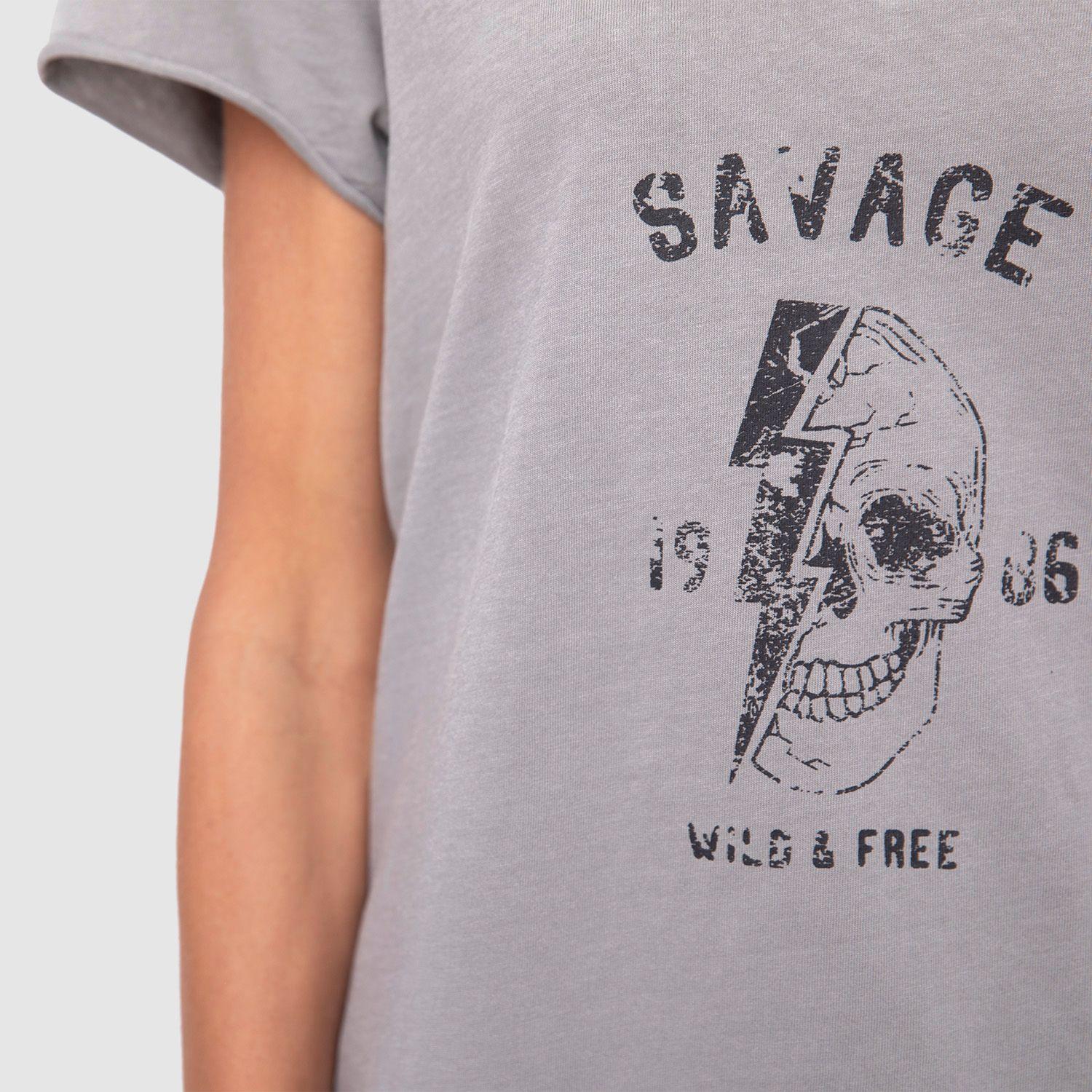 Women Short Tshirt Light Grey Black Bubba-3