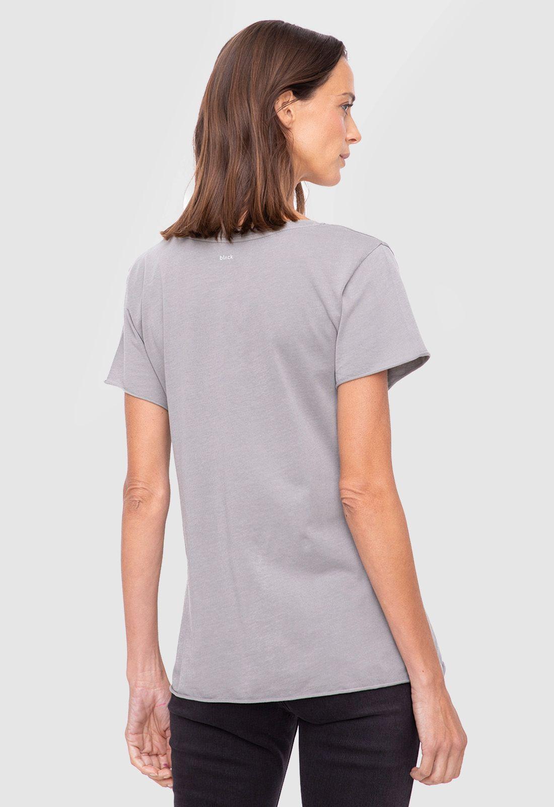 Women Short Tshirt Light Grey Black Bubba-1
