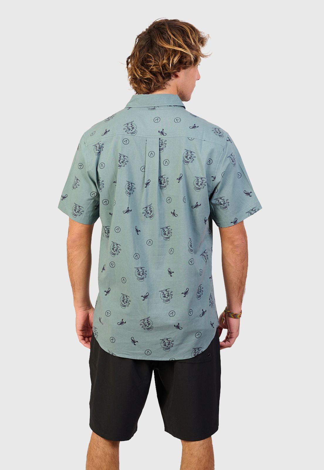 Cotton Shirt Blue Skull Black Bubba-1