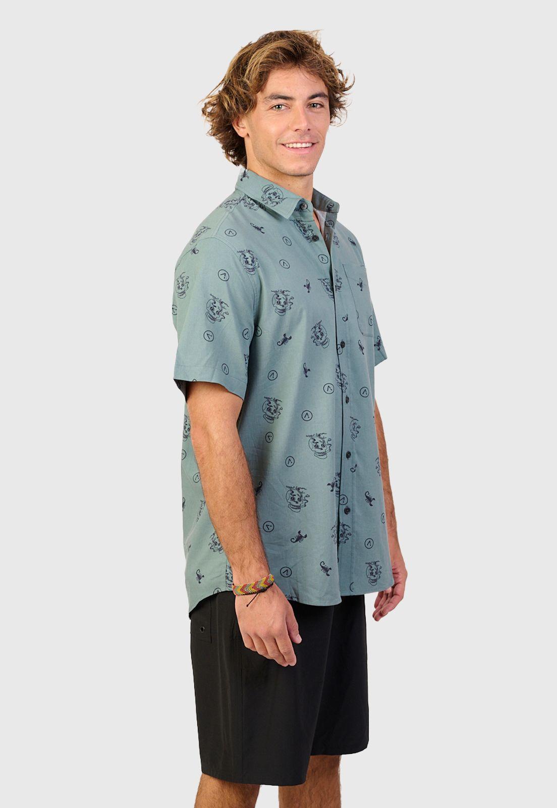 Cotton Shirt Blue Skull Black Bubba-3