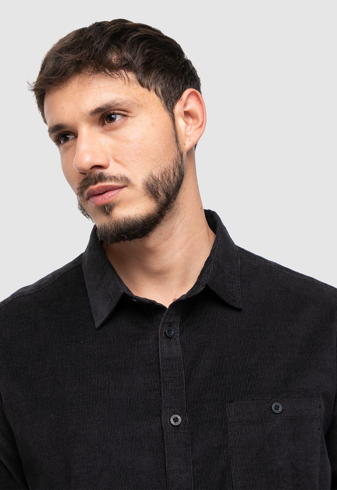 Corderoy Shirt Iron Gate Black Bubba-2