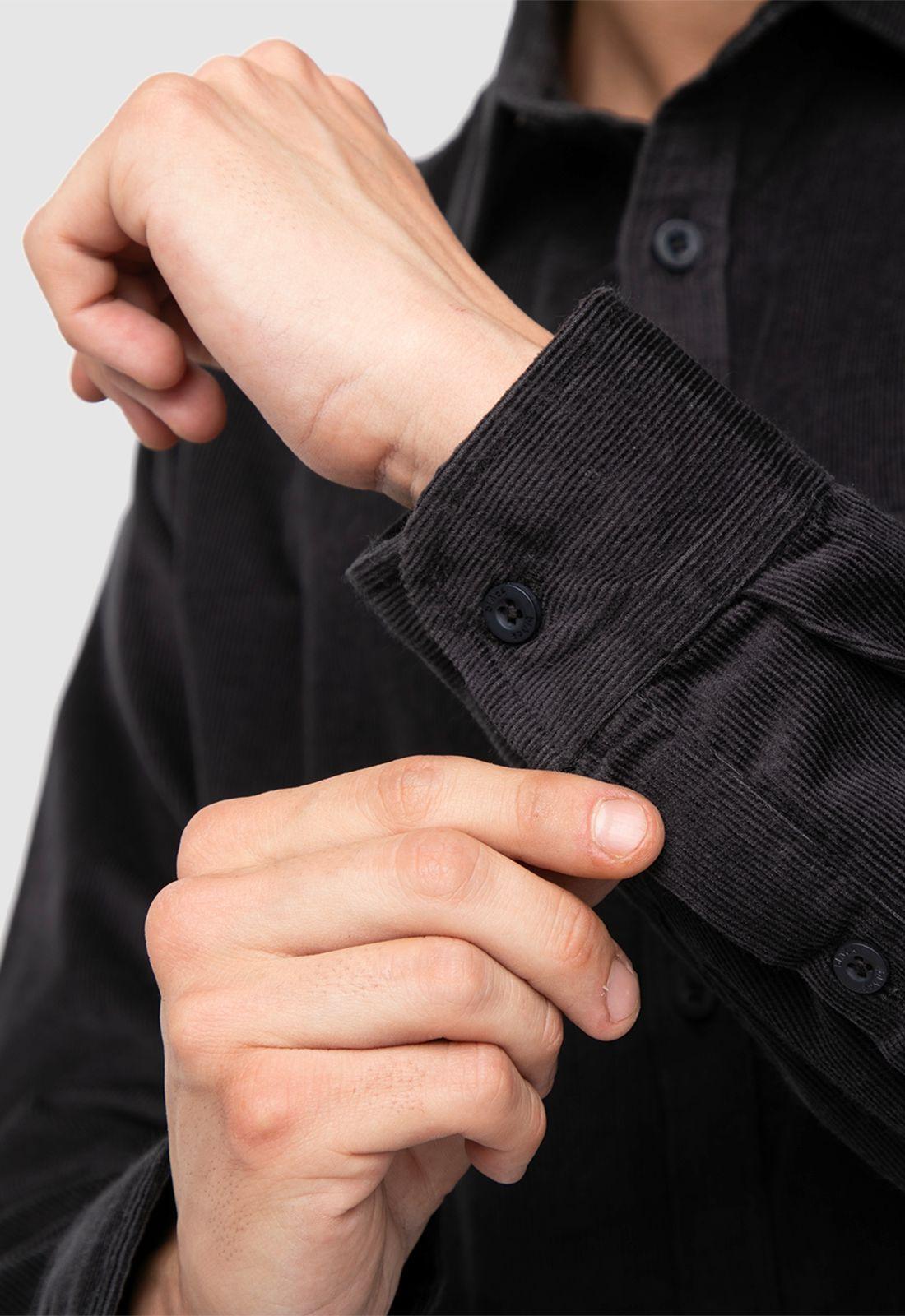 Corderoy Shirt Iron Gate Black Bubba-4