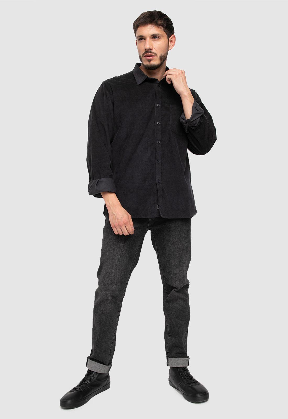 Corderoy Shirt Iron Gate Black Bubba-6
