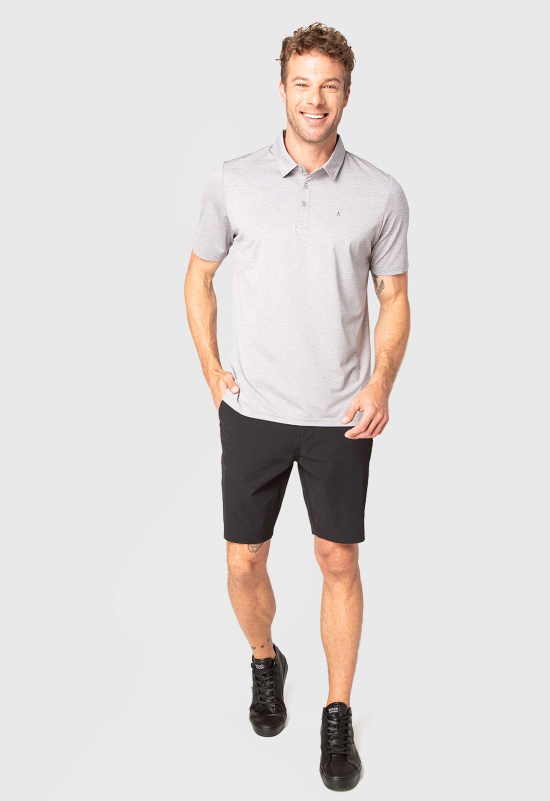 Polera Tech Golf Light Grey Black Bubba-2