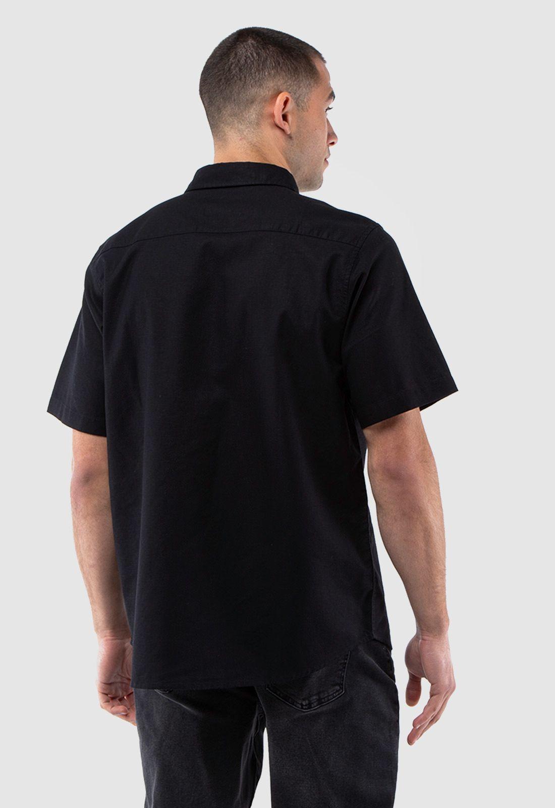 Camisa Manga Corta Lino Black Black Bubba-2