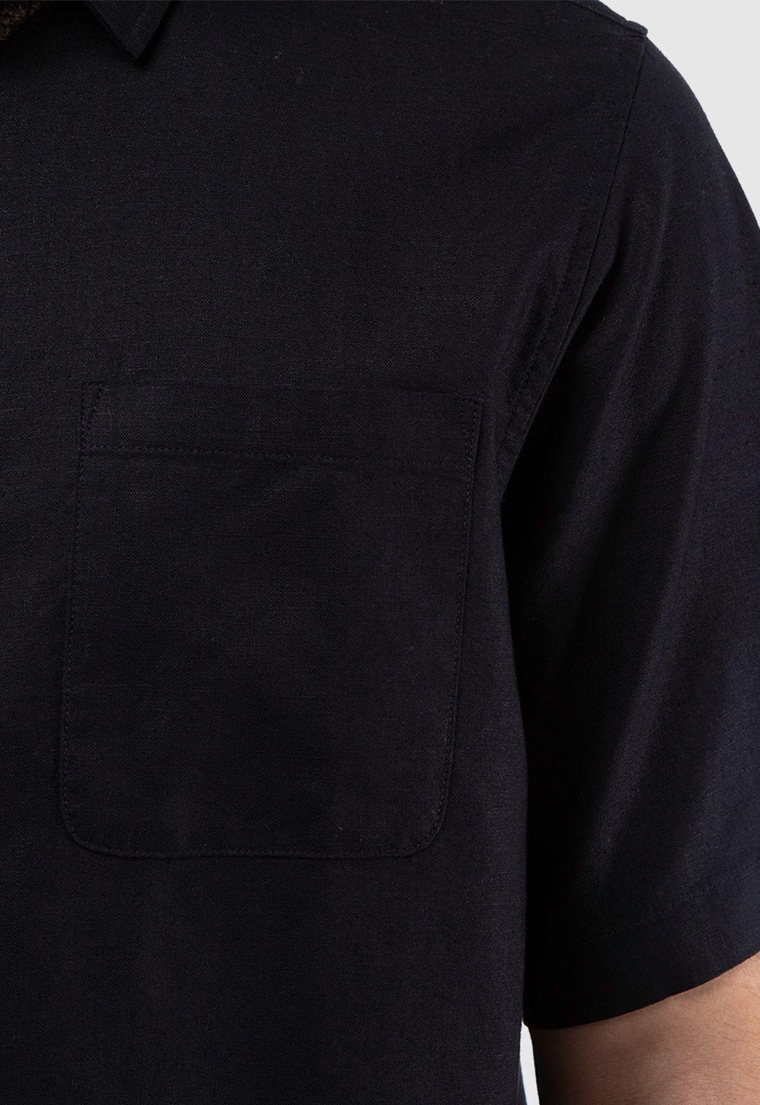 Camisa Manga Corta Lino Black Black Bubba-3