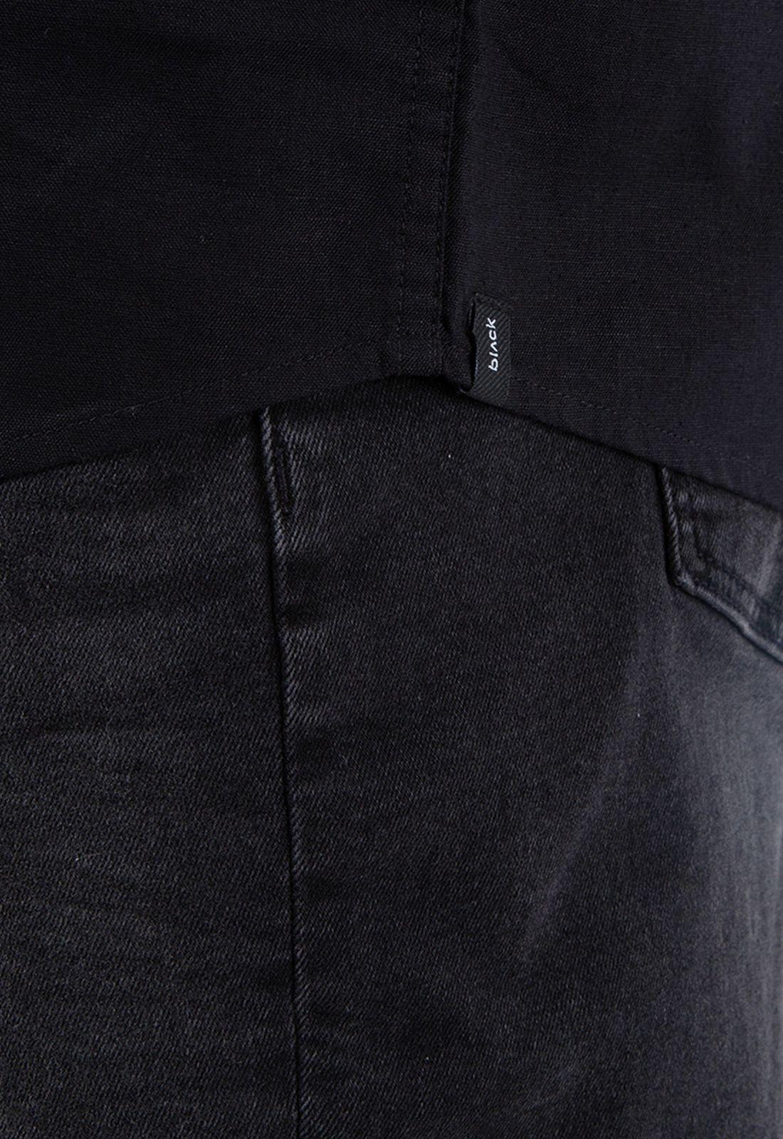 Camisa Manga Corta Lino Black Black Bubba-5