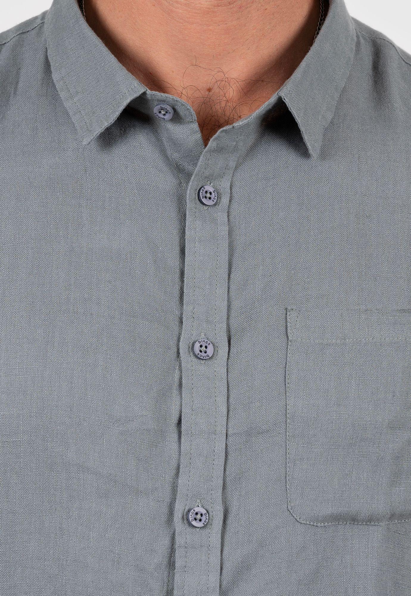 Linen Shirt Light Grey Black Bubba-2