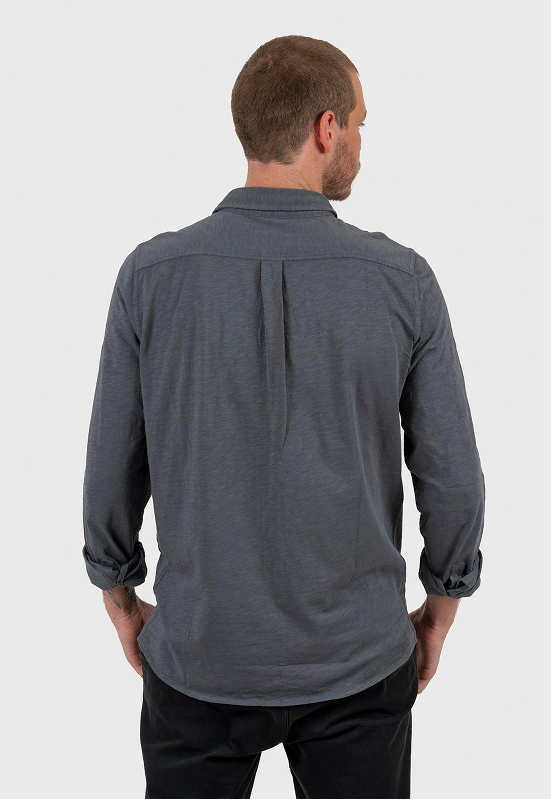 Long Sleeve Cotton Shirt Steel Blue Black Bubba-1