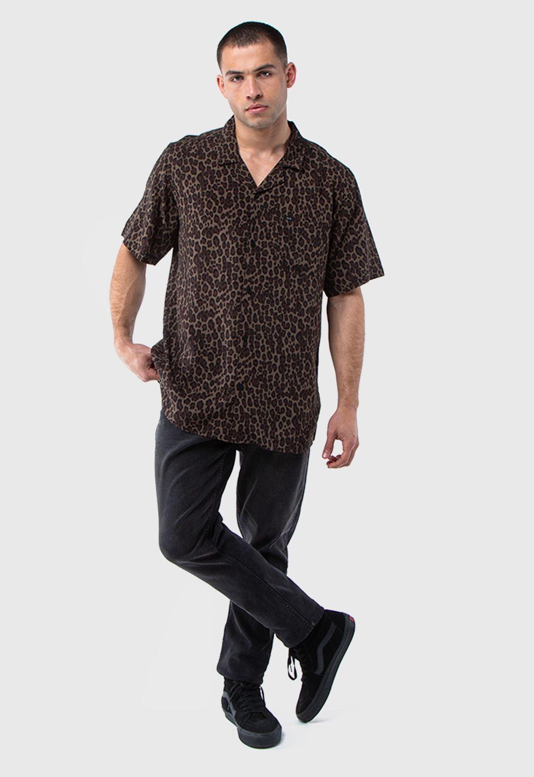 Camisa Viscosa Animal Print Black Bubba-0