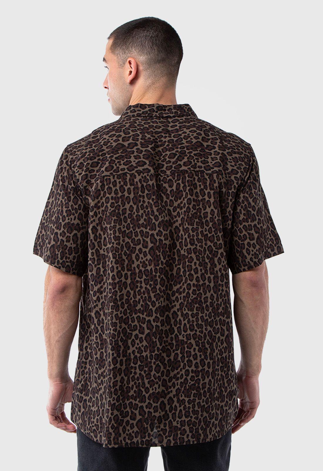 Camisa Viscosa Animal Print Black Bubba-2