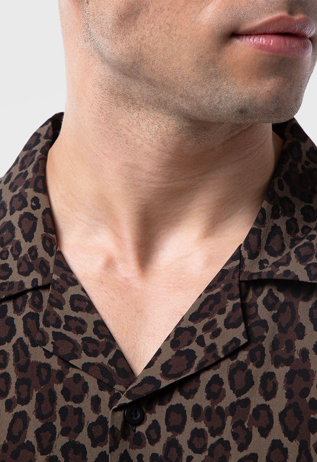 Camisa Viscosa Animal Print Black Bubba-4