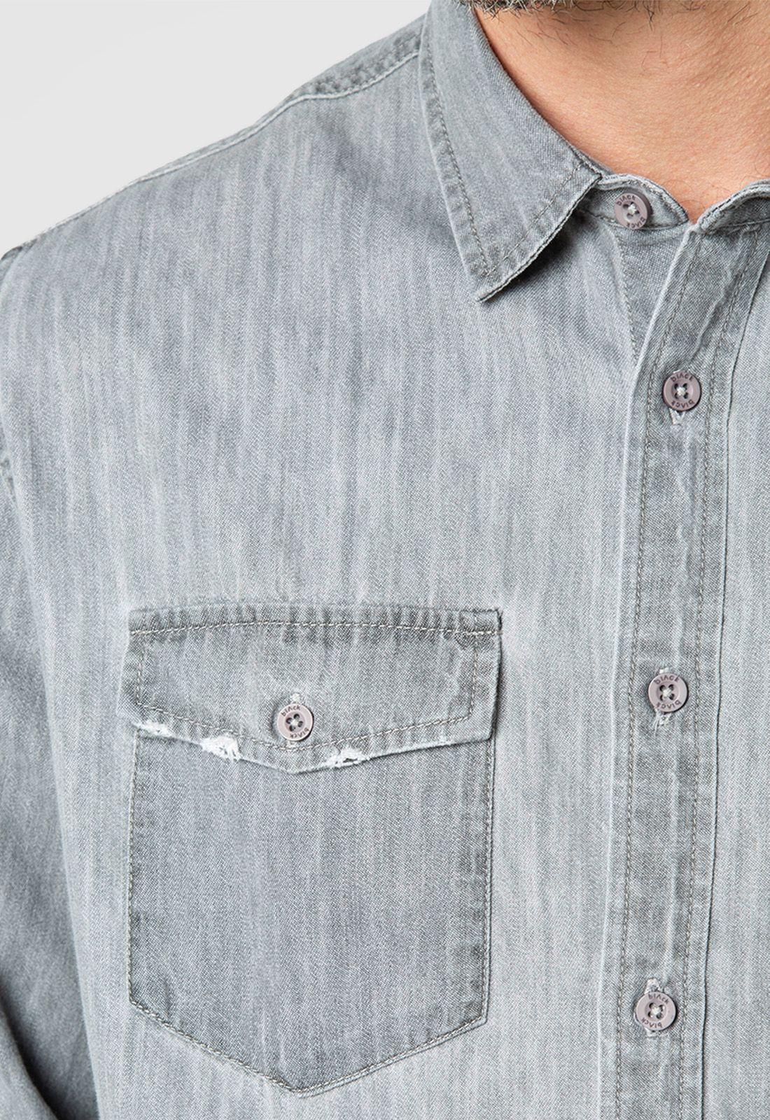 Shirt Cotton Denim Light Grey Black Bubba-4