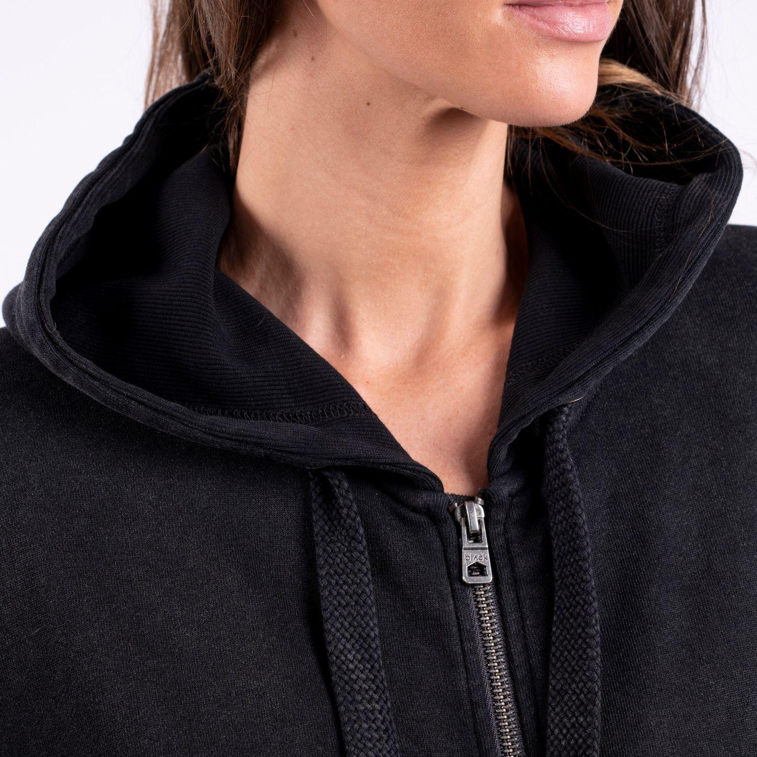 Women Zipper Hoodie Velvet Black Bubba-3