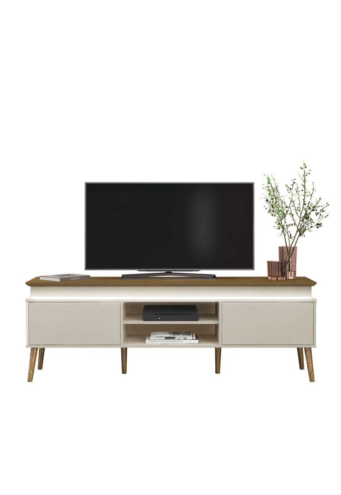 Rack TV 75" Luz LED Lumina Café y Beige-0