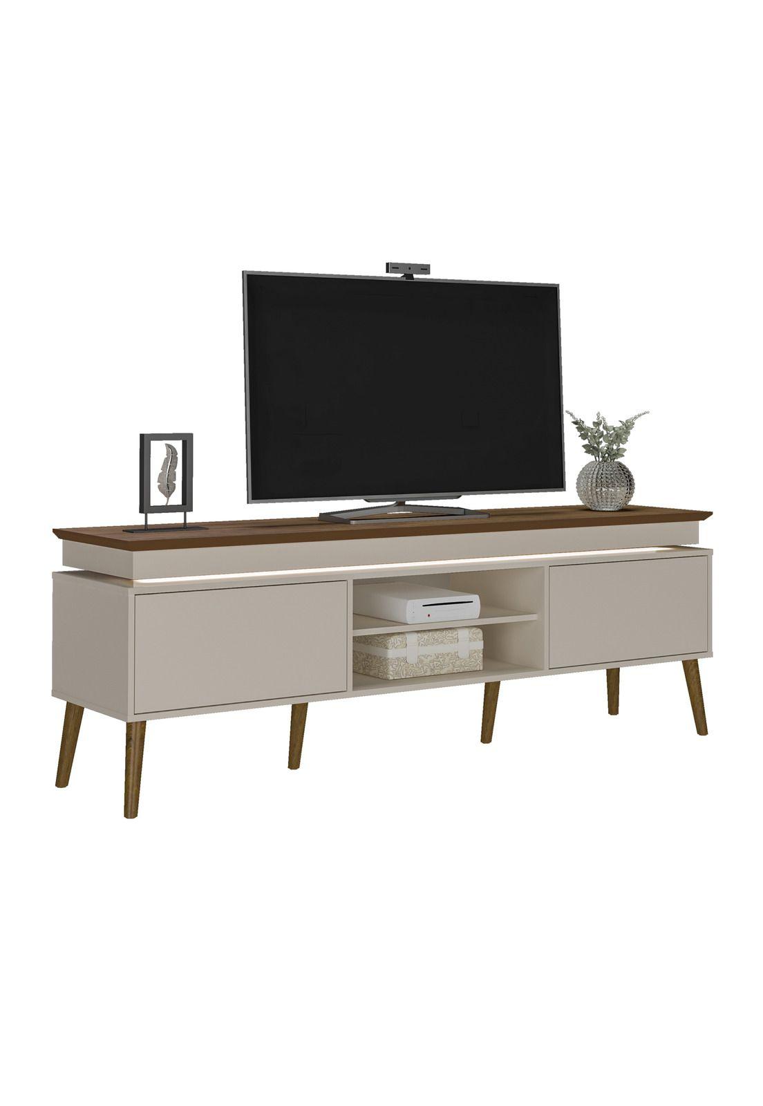 Rack TV 75" Luz LED Lumina Café y Beige-4