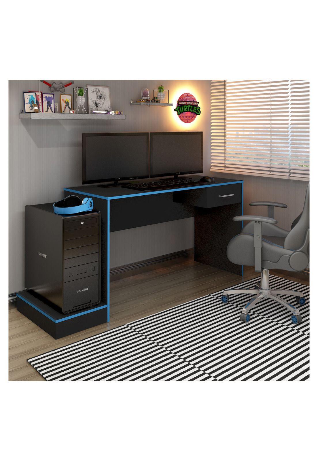 Escritorio Gamer Negro-Azul-3