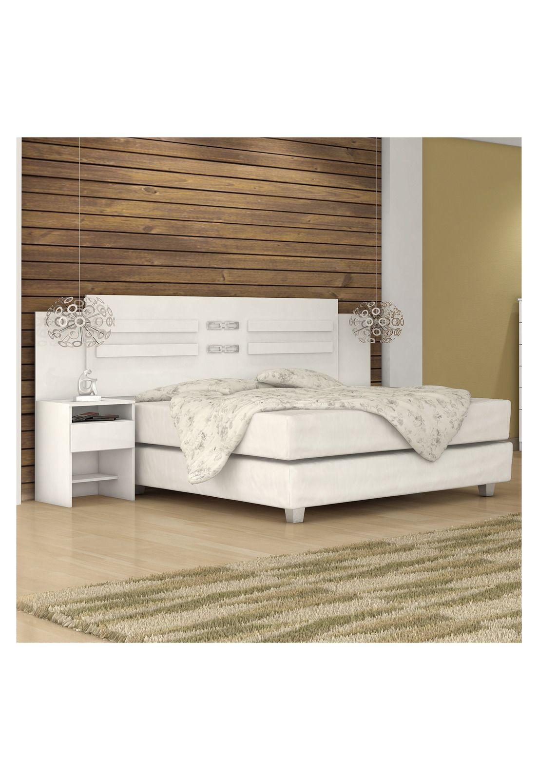 Respaldo Cama Queen 2 Plazas Set 2 Veladores Blanco-1