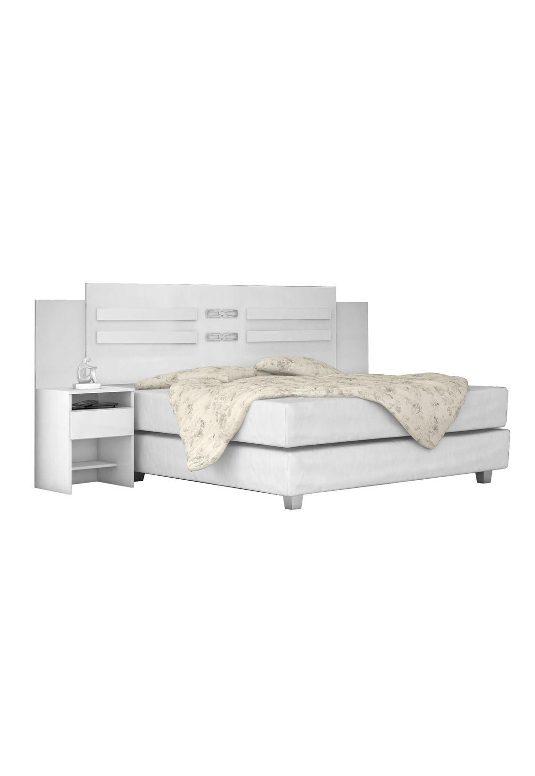 Respaldo Cama Queen 2 Plazas Set 2 Veladores Blanco-3