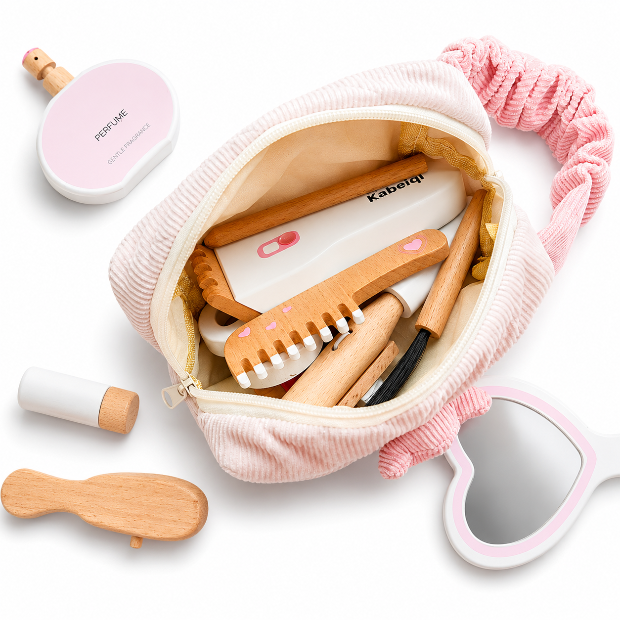 Juguete Niña Madera Set Maquillaje Juego Roles Kit Brocha-2