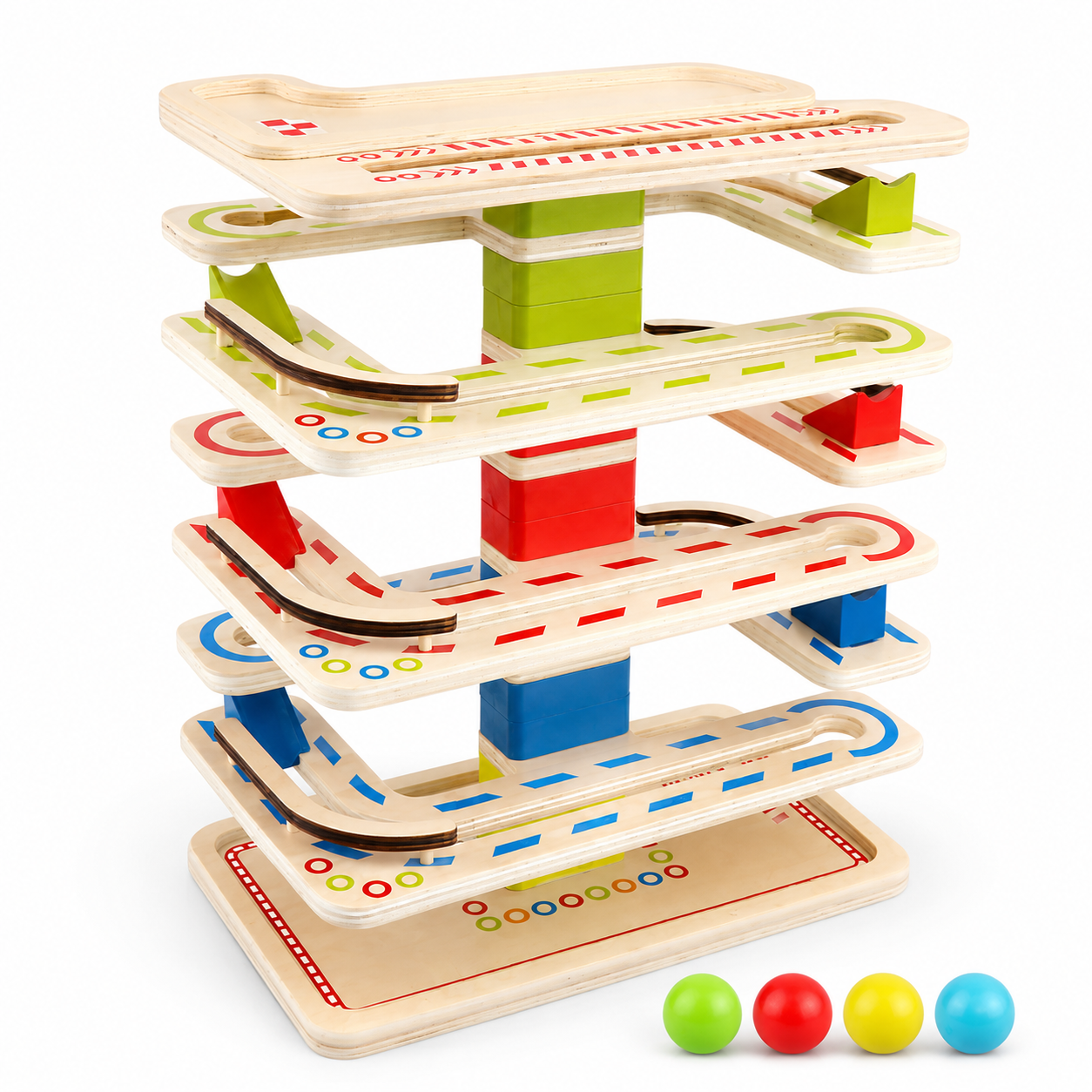Juguete Madera Niños Set Infantil Pista Laberinto Pelotas Vkids - Laberinto-0
