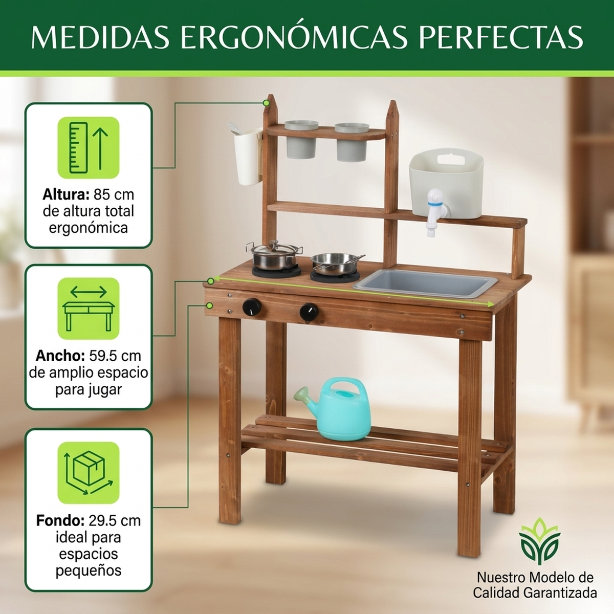 Cocina Juguete Madera Niños Juego Didactico Set Lavaplatos Vkids - Lavaplatos-3
