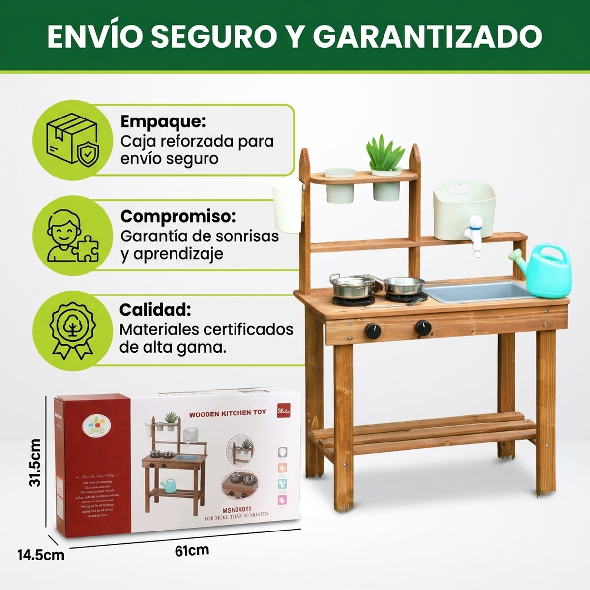 Cocina Juguete Madera Niños Juego Didactico Set Lavaplatos Vkids - Lavaplatos-5