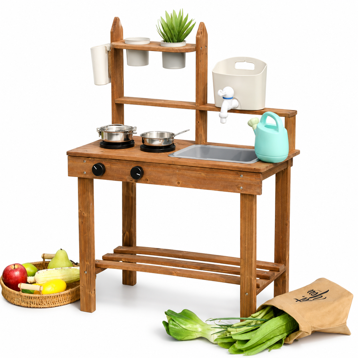 Cocina Juguete Madera Niños Juego Didactico Set Lavaplatos Vkids - Lavaplatos-6