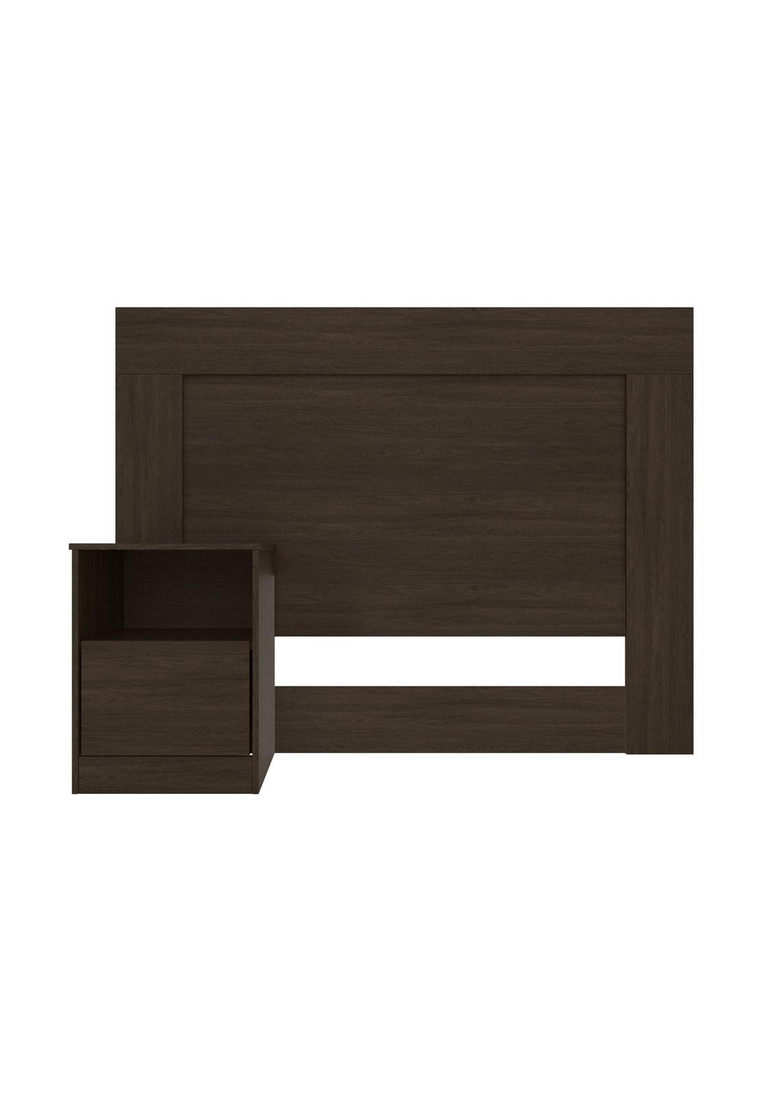 Respaldo de Cama 1 Plaza Set 1 Velador Niño Café Oscuro-0