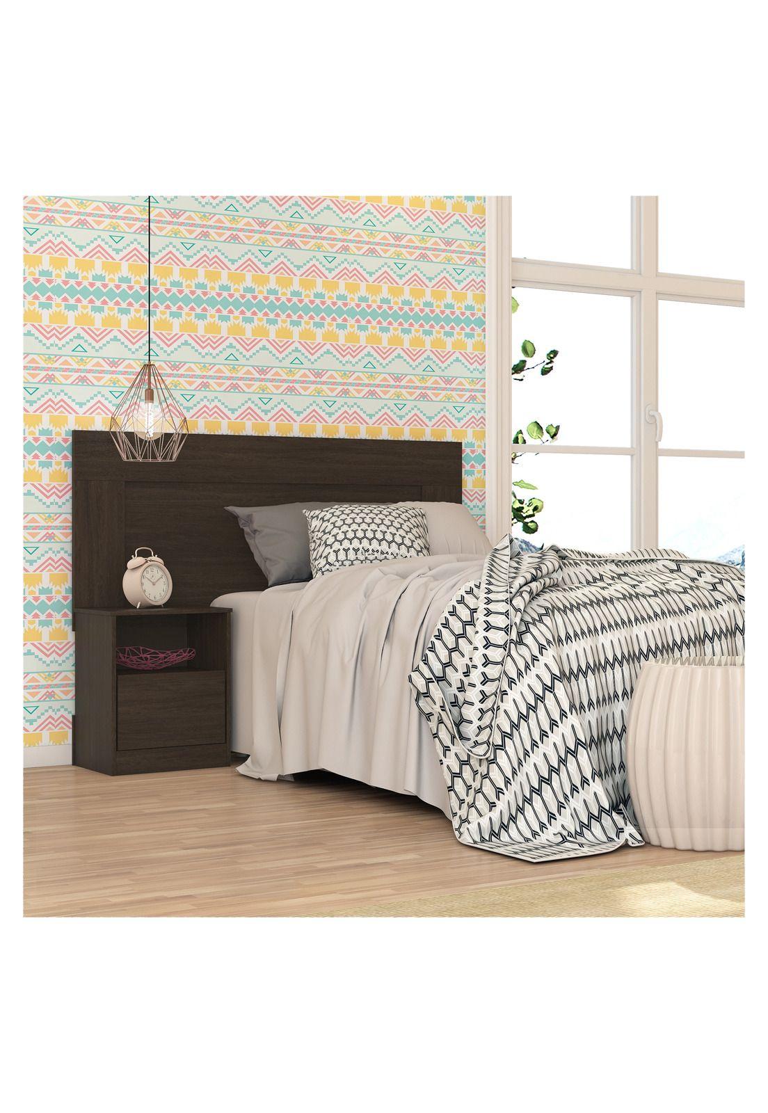 Respaldo de Cama 1 Plaza Set 1 Velador Niño Café Oscuro-3