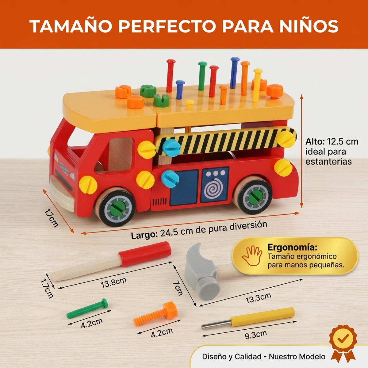 Juego Aprendizaje Motricidad Fina Niños Camion Herramientas Mutlicolor-2