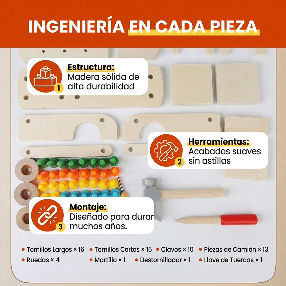 Juego Aprendizaje Motricidad Fina Niños Camion Herramientas Mutlicolor-4