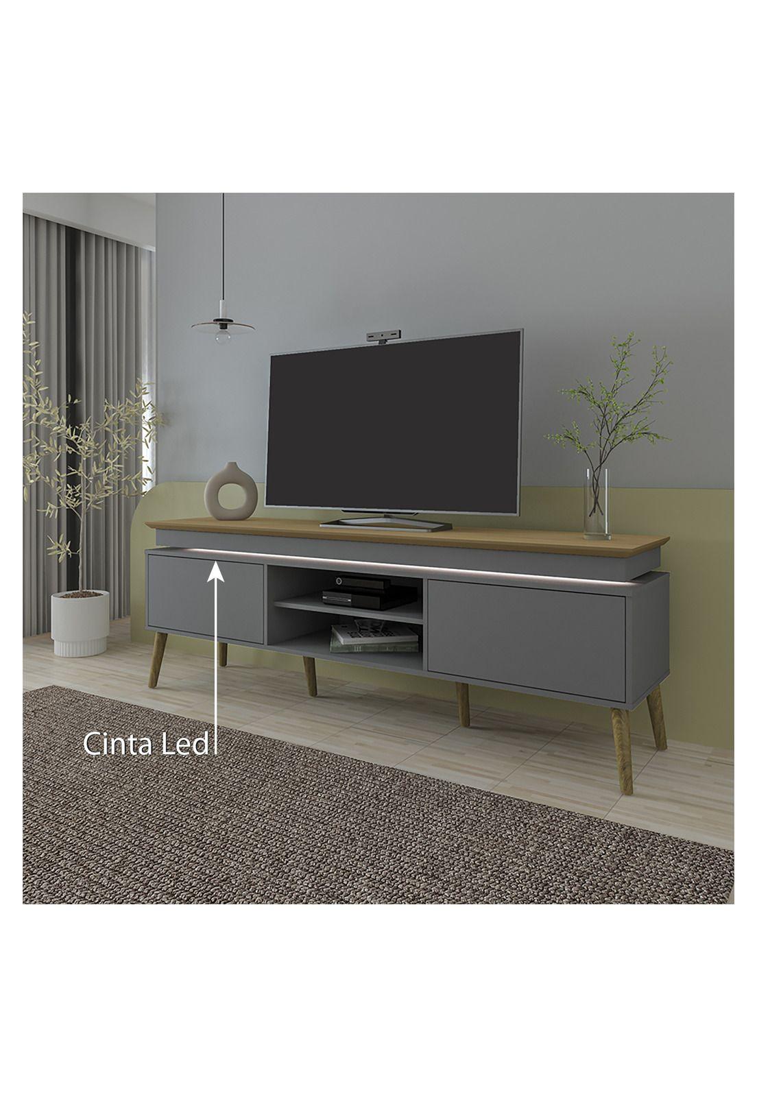 Rack TV 75" Luz LED Lumina Café y Grafito-1