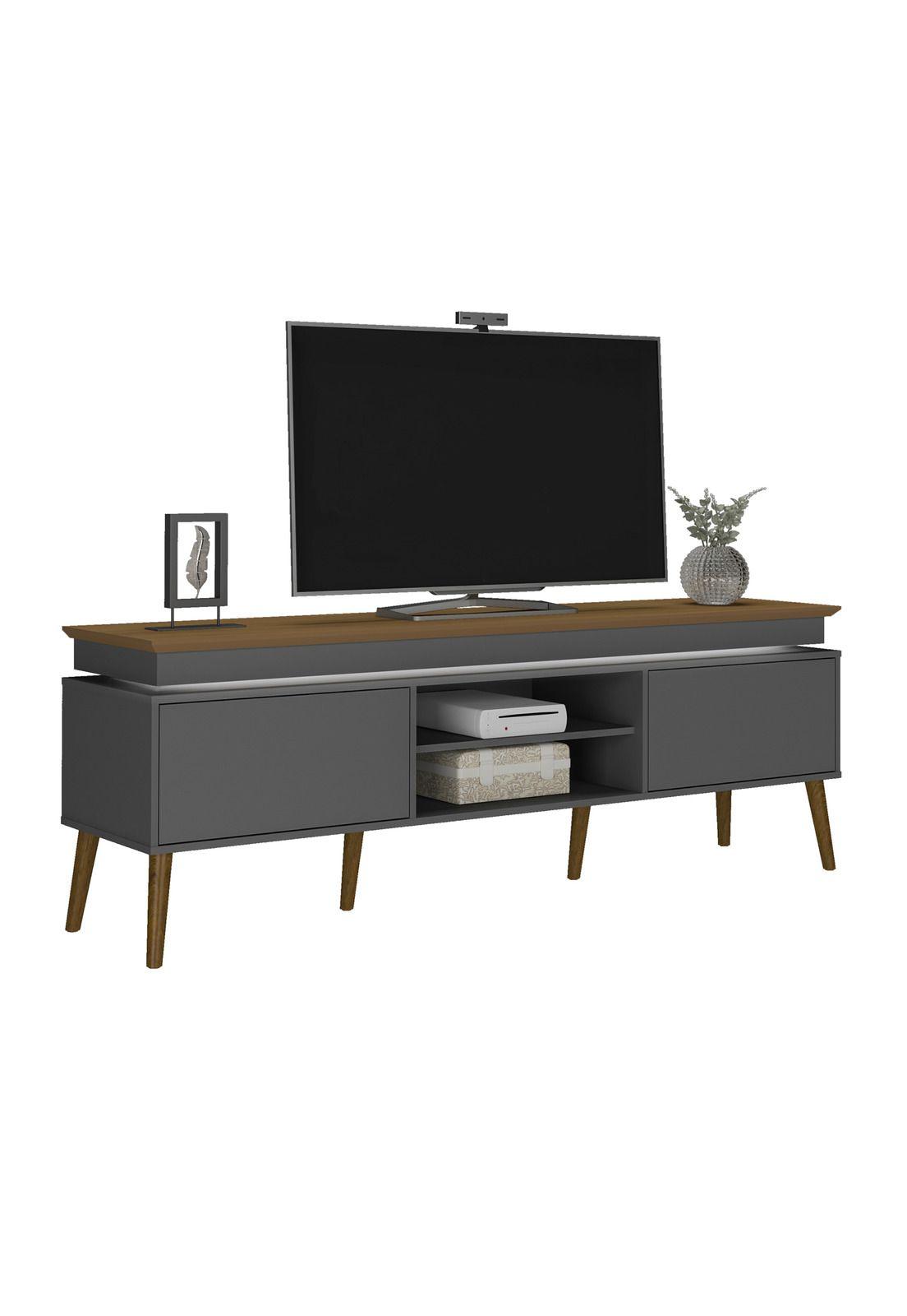 Rack TV 75" Luz LED Lumina Café y Grafito-4