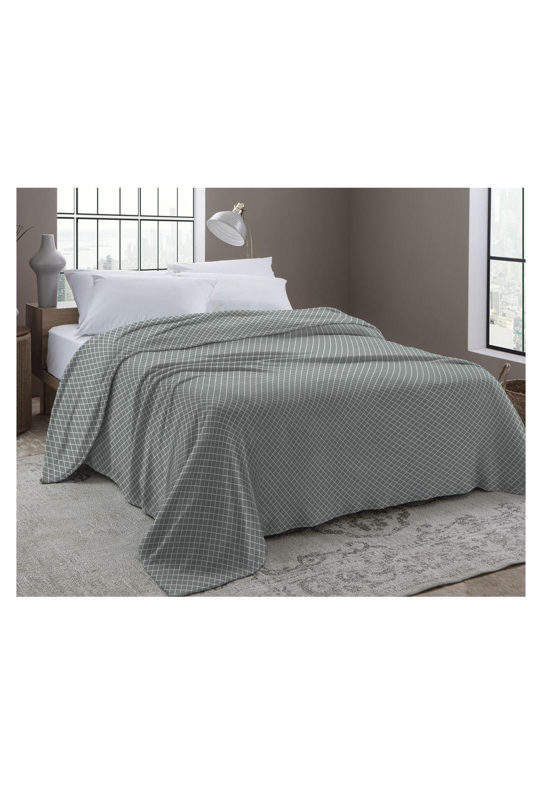 Frazada Microfibra Chess Cama King Verde Agua-1