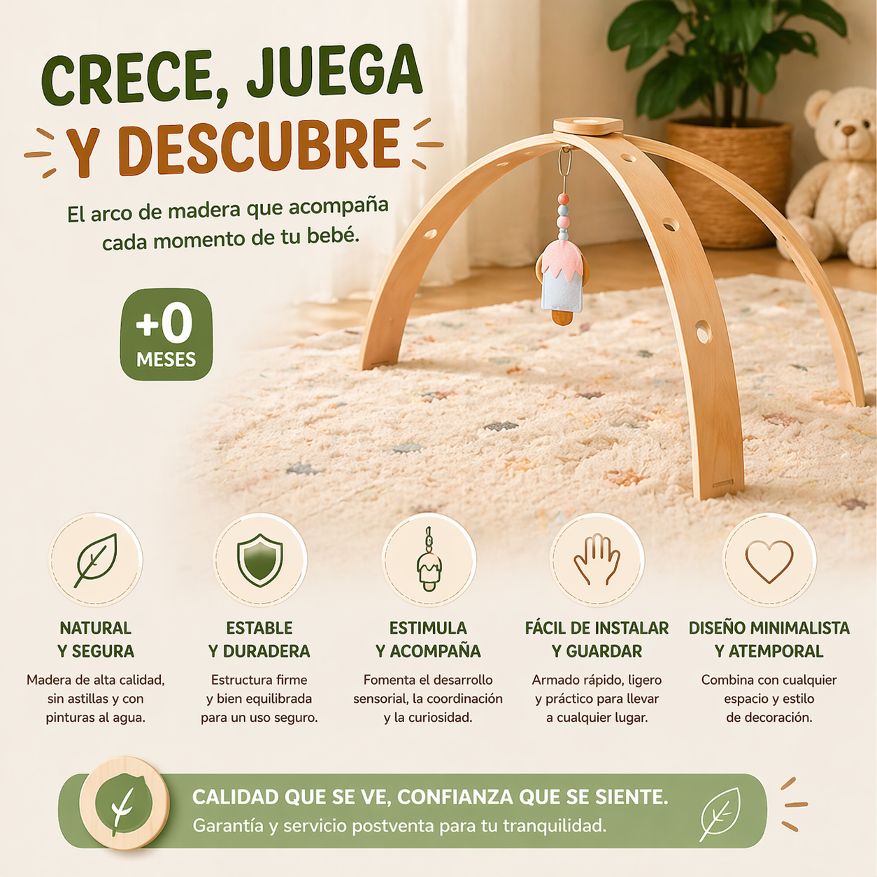 Centro Actividades Bebes Arco Montessori Madera Armable Vkids - Arco-3