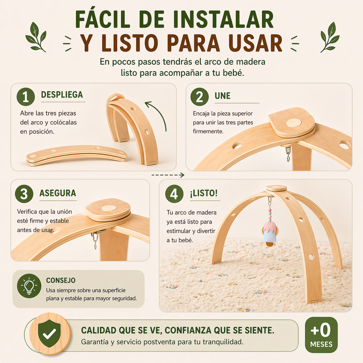Centro Actividades Bebes Arco Montessori Madera Armable Vkids - Arco-7