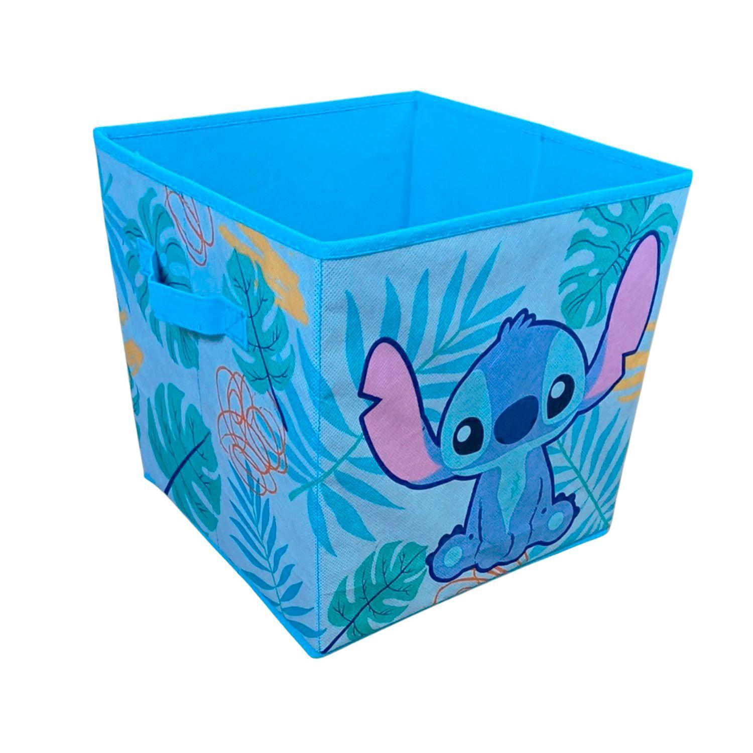 Caja Organizadora Tela Stitch Disney Juguetes Niño Celeste 30x30 cm-3