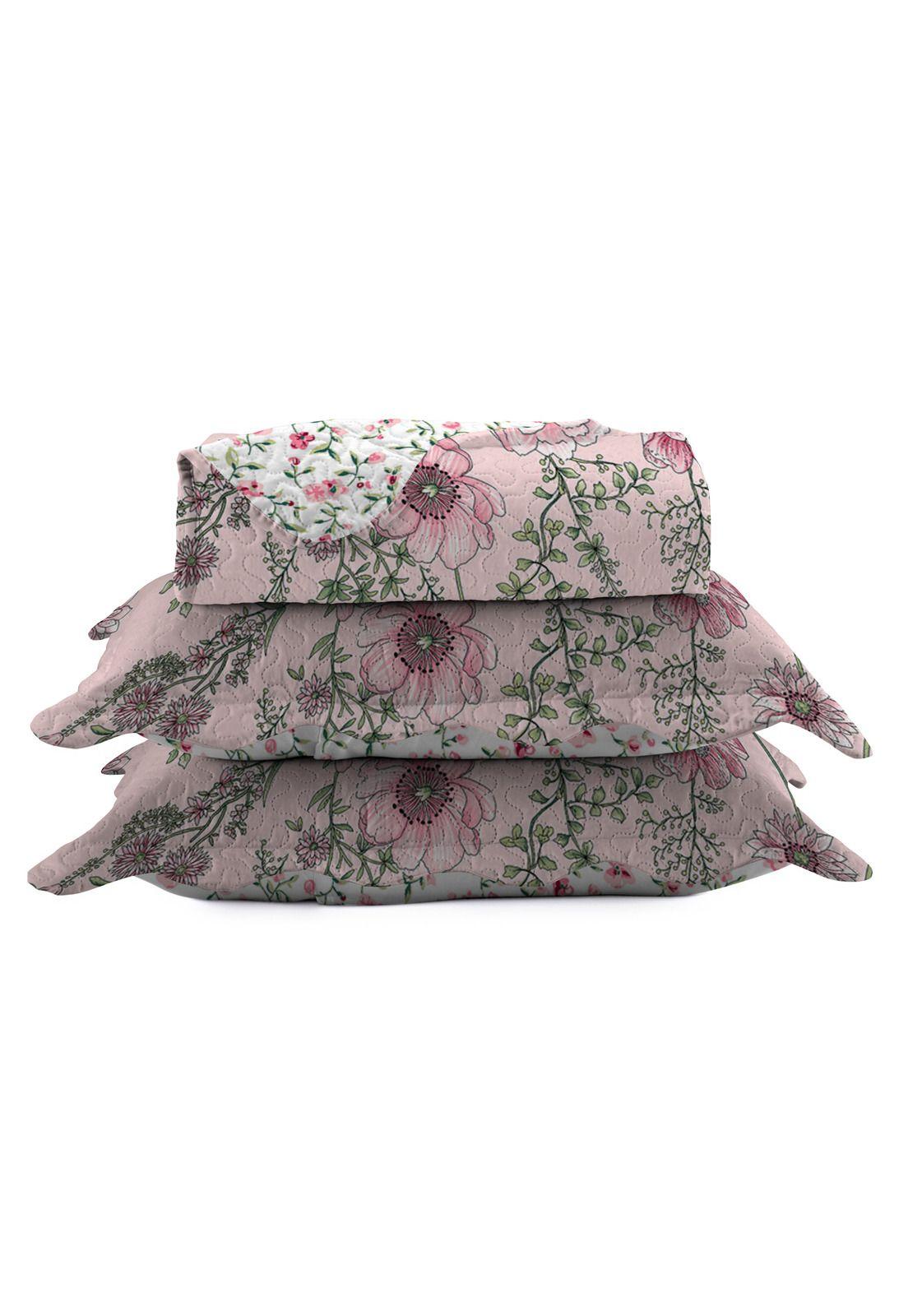 Quilt Cubrecama Reversible Bali 2 Plazas Queen Rosado-0