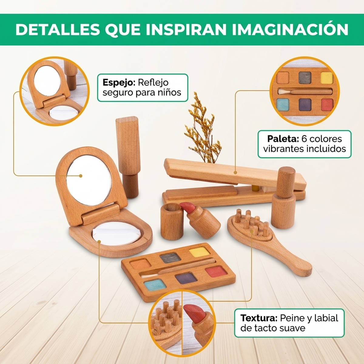 Juego Didactico Niña Set Maquillaje Madera Roles Infantil Vkids-3