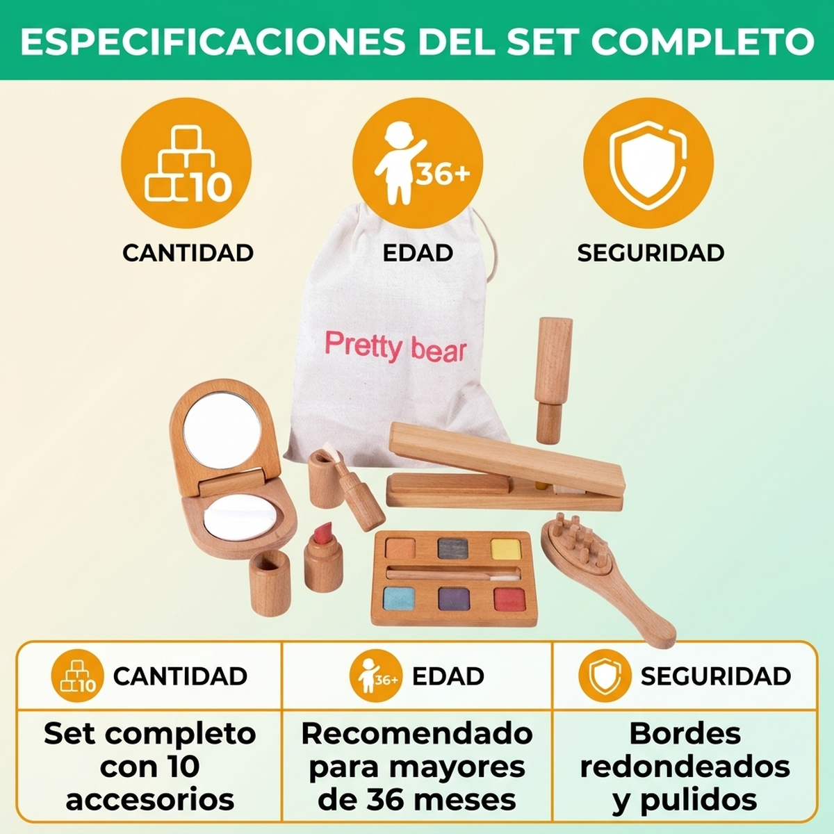 Juego Didactico Niña Set Maquillaje Madera Roles Infantil Vkids-6