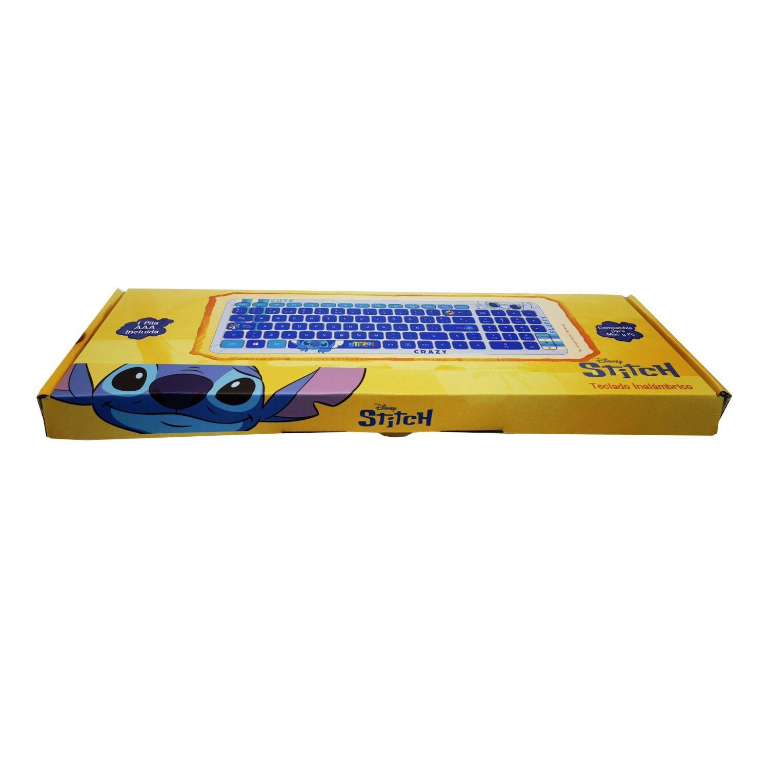 Teclado Inalambrico Computador PC A Pilas USB Stitch Disney Azul Español-2