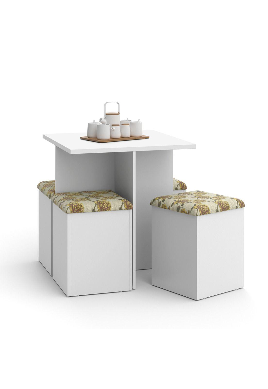 Juego de Comedor Palma 4 Puestos Blanco-0