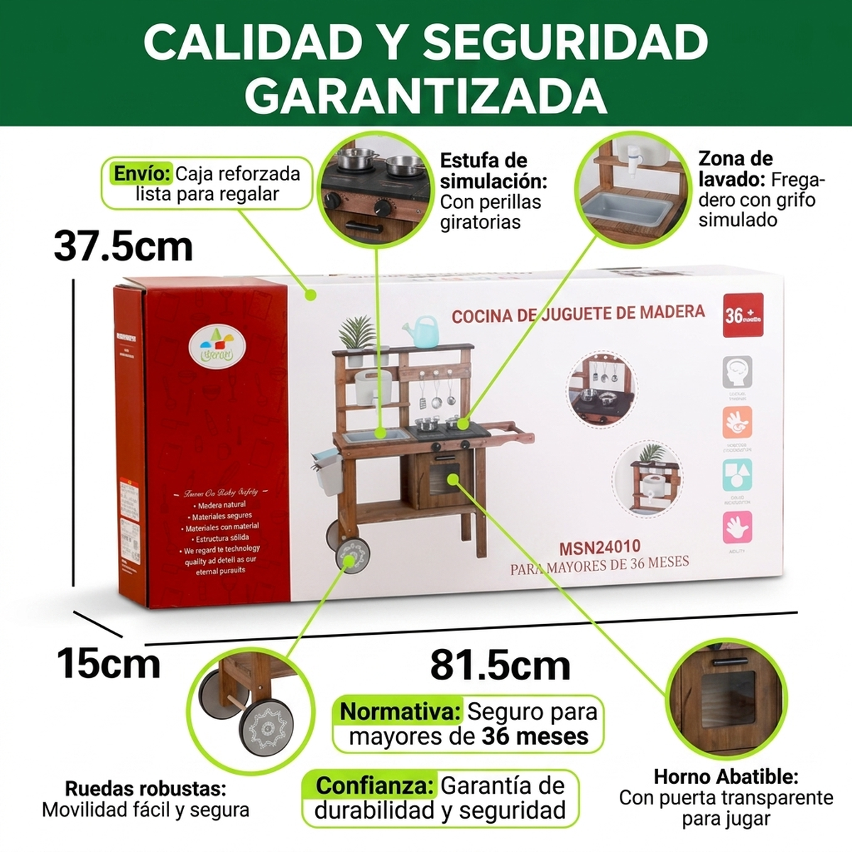 Cocina Juguete Madera Niños Juego Didactico Horno Infantil Café-1