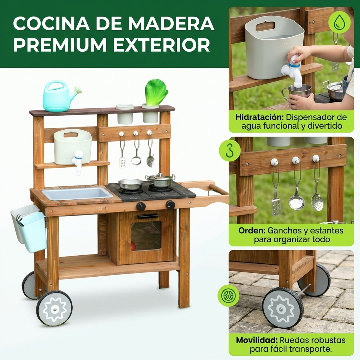 Cocina Juguete Madera Niños Juego Didactico Horno Infantil Café-3