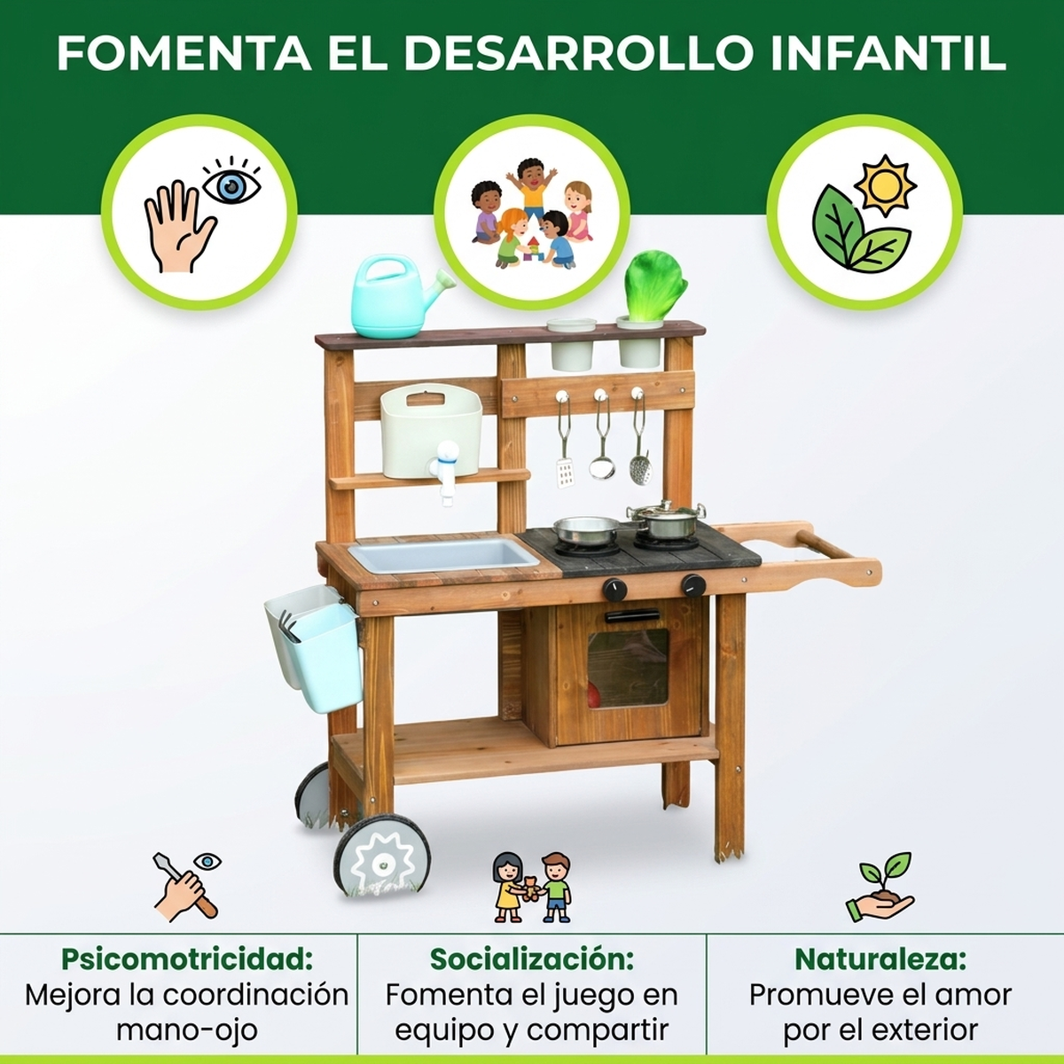 Cocina Juguete Madera Niños Juego Didactico Horno Infantil Café-6