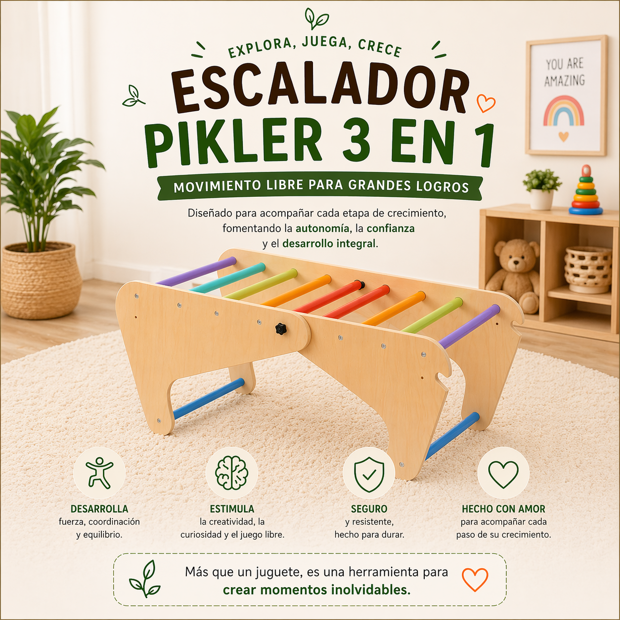 Juego Escalada Niños Rampa Madera Motricidad Fina Infantil Vkids - Rampa-2