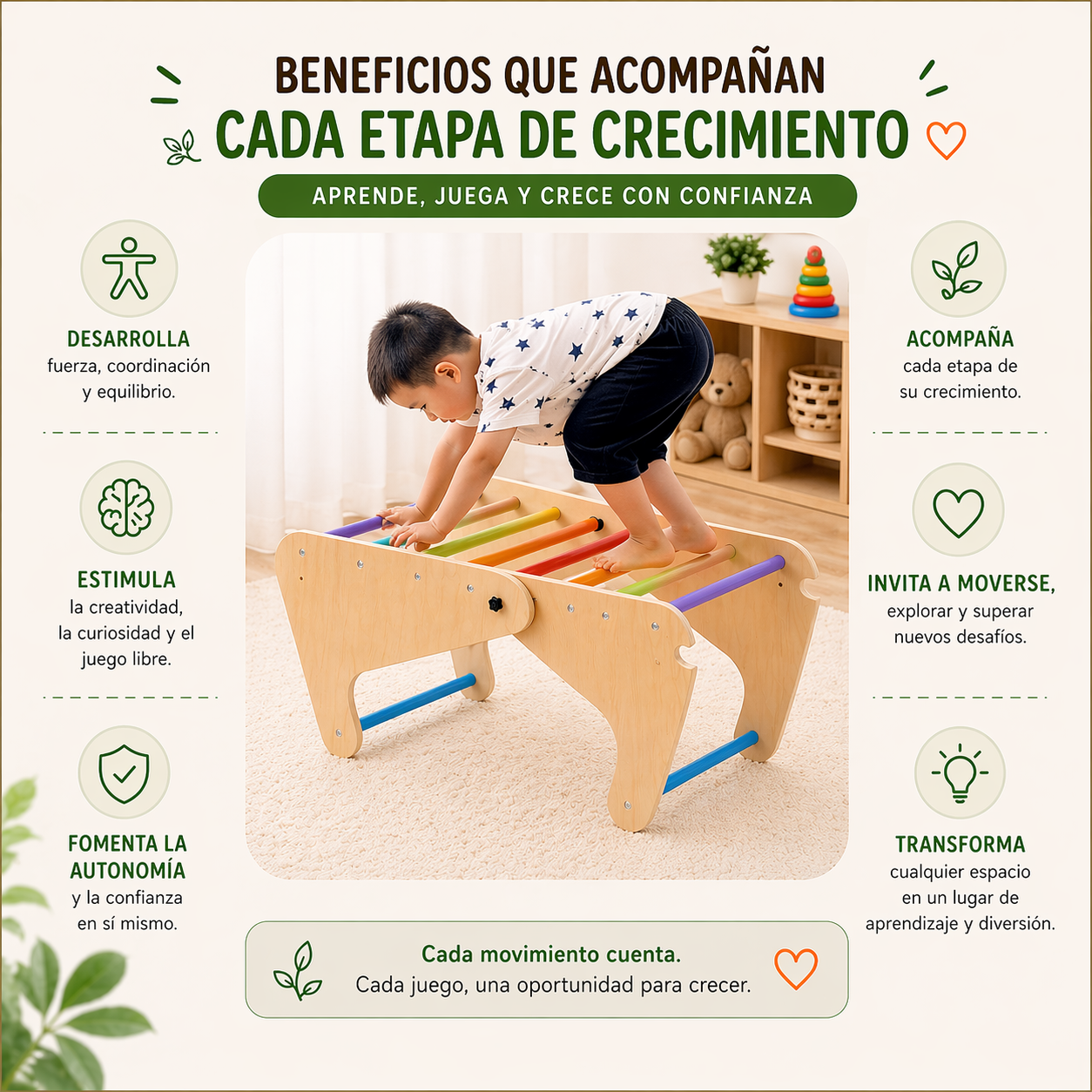 Juego Escalada Niños Rampa Madera Motricidad Fina Infantil Vkids - Rampa-3
